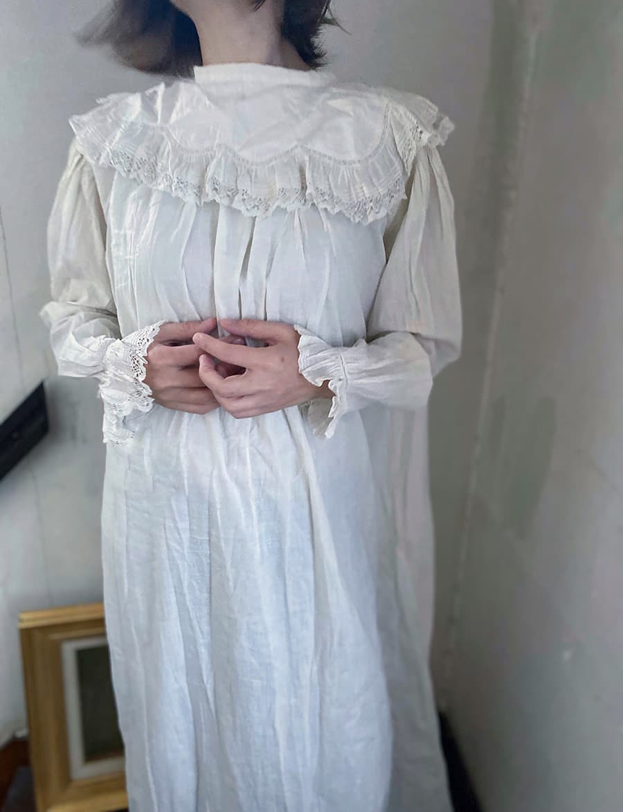 フランスアンティークナイトドレスアンティークワンピースエドワーディアンヴィクトリアンAntiqueFrenchEdwardianNightDress