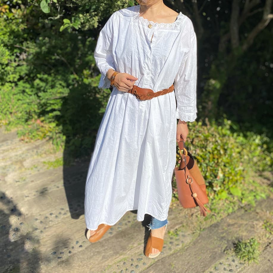 フランスアンティークレースワンピースナイトドレス