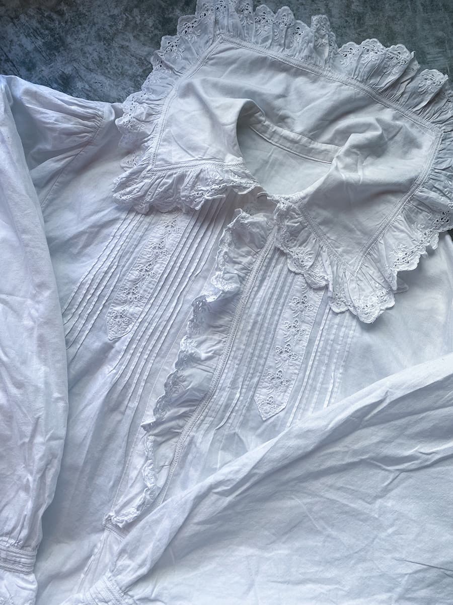 フランスアンティークナイトドレスアンティークワンピースエドワーディアンヴィクトリアンAntiqueFrenchEdwardianNightDress