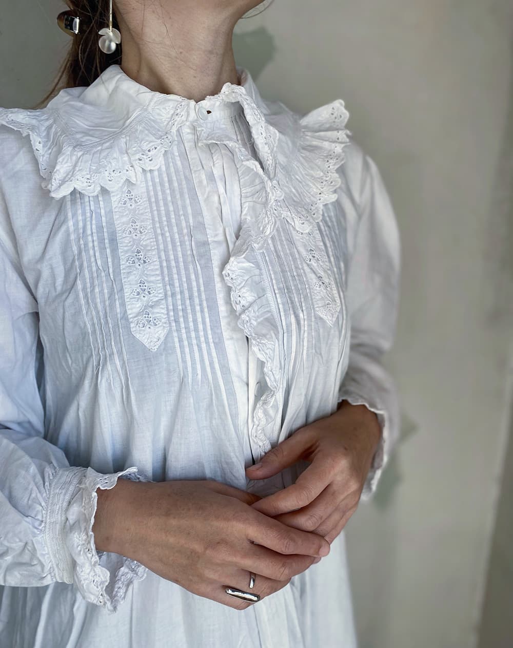 フランスアンティークナイトドレスアンティークワンピースエドワーディアンヴィクトリアンAntiqueFrenchEdwardianNightDress