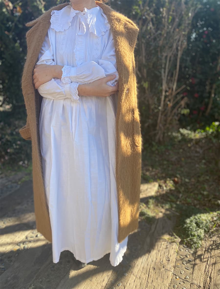 フランスアンティークナイトドレスアンティークワンピースエドワーディアンヴィクトリアンAntiqueFrenchEdwardianNightDress