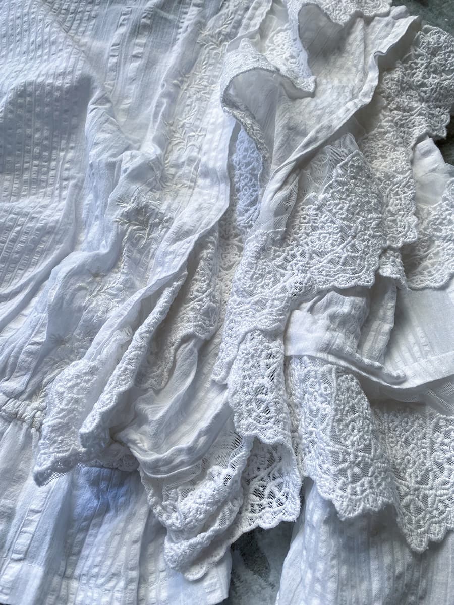 フランスアンティークブラウスフリルレースブラウス