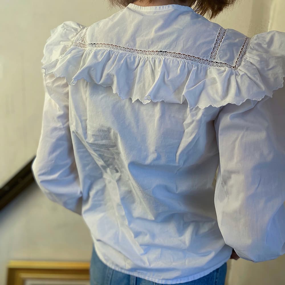 フランスアンティークブラウスフリルレースブラウス