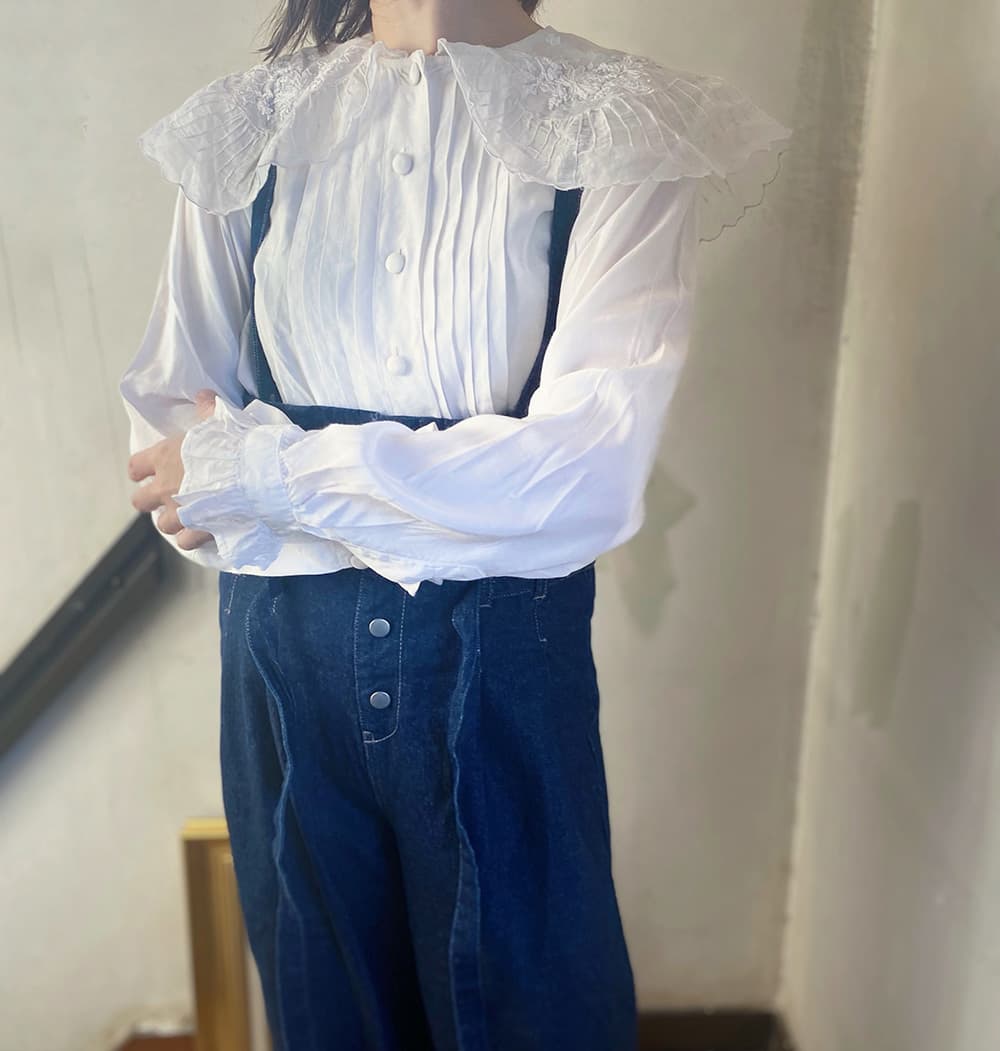 フランスアンティークブラウスフリルレースブラウス