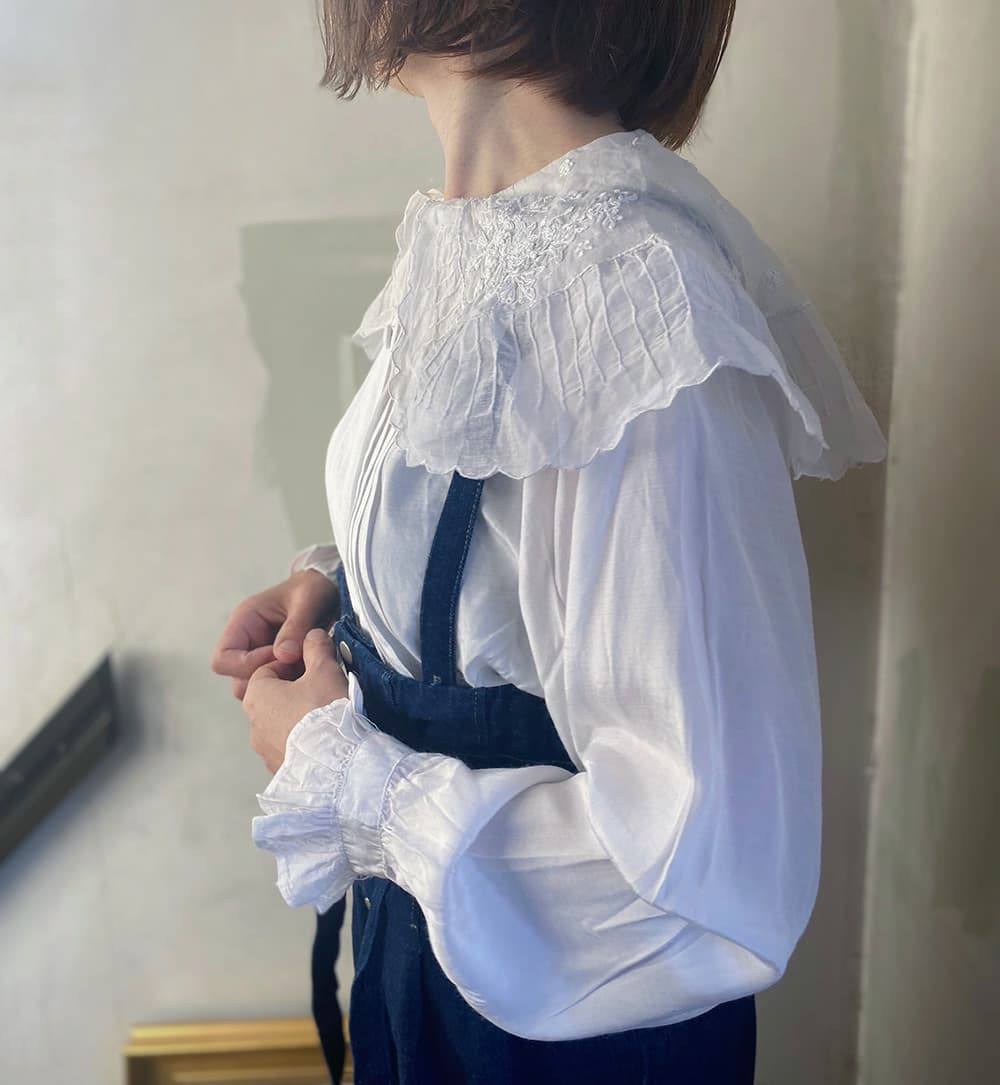 フランスアンティークブラウスフリルレースブラウス