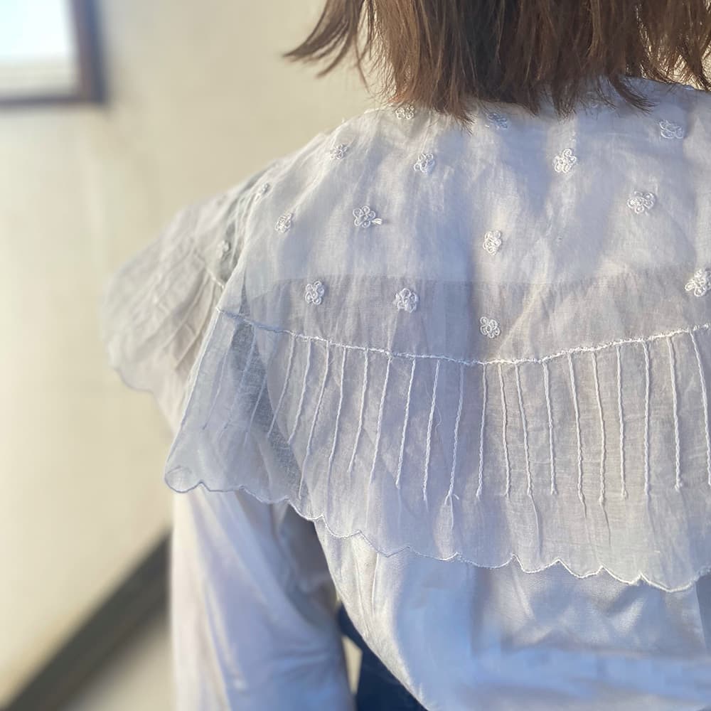 フランスアンティークブラウスフリルレースブラウス