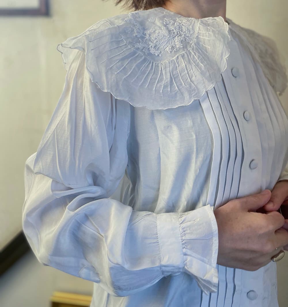 フランスアンティークブラウスフリルレースブラウス