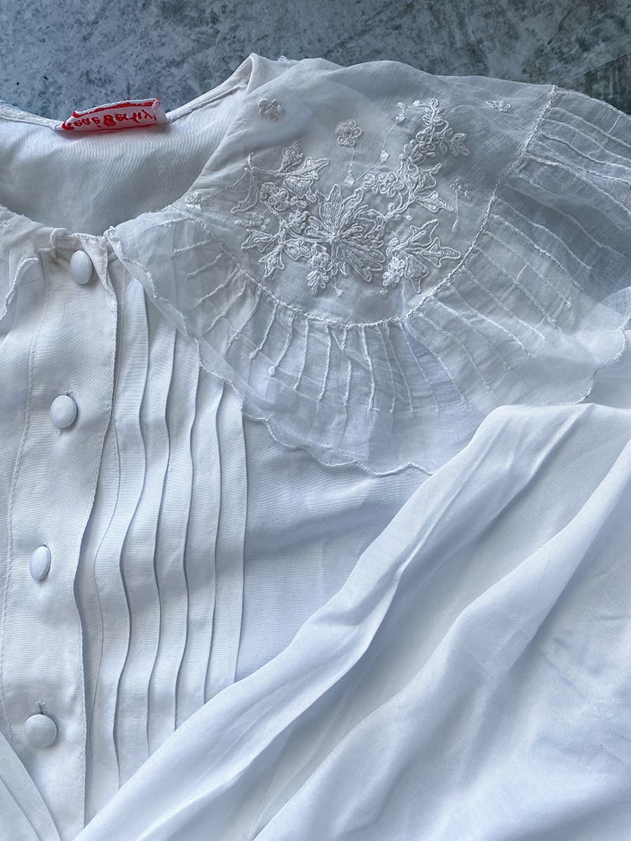 フランスアンティークブラウスフリルレースブラウス