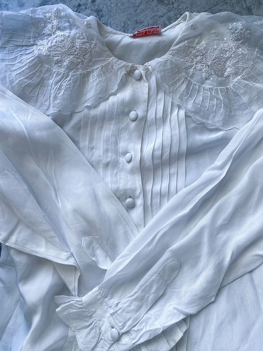 フランスアンティークブラウスフリルレースブラウス