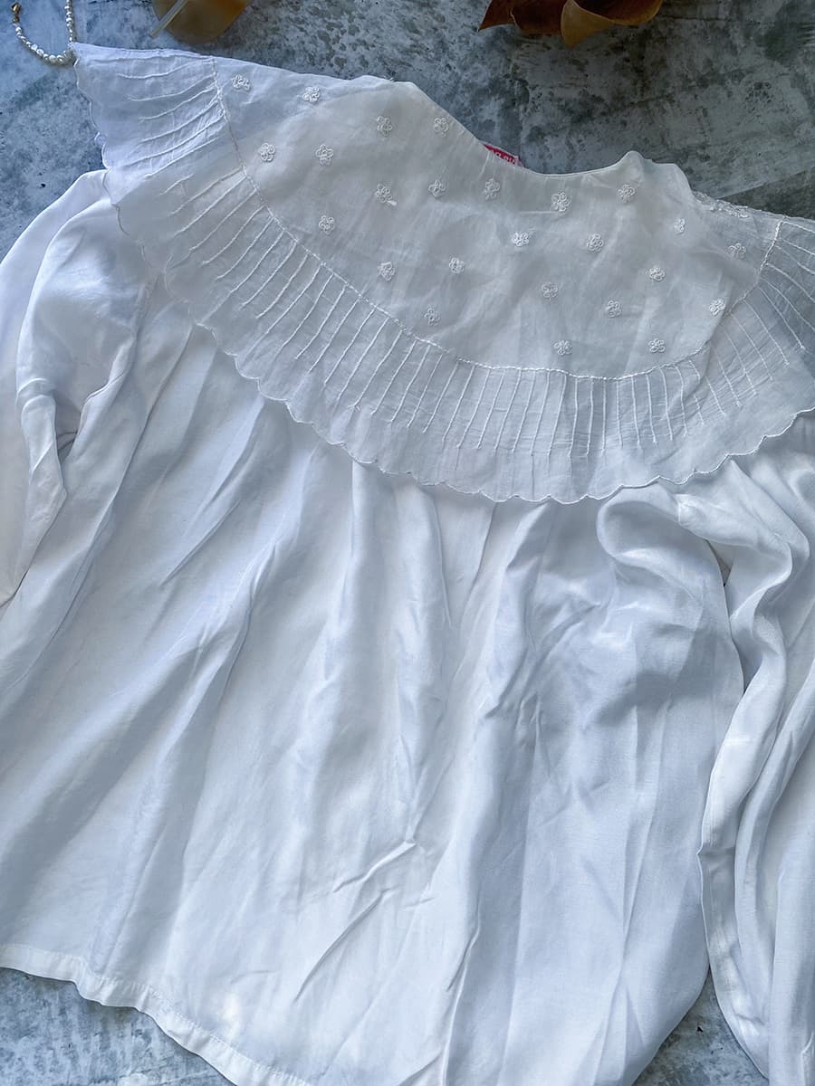 フランスアンティークブラウスフリルレースブラウス