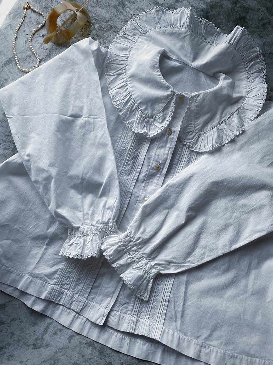 フランスアンティークブラウスフリルレースブラウス