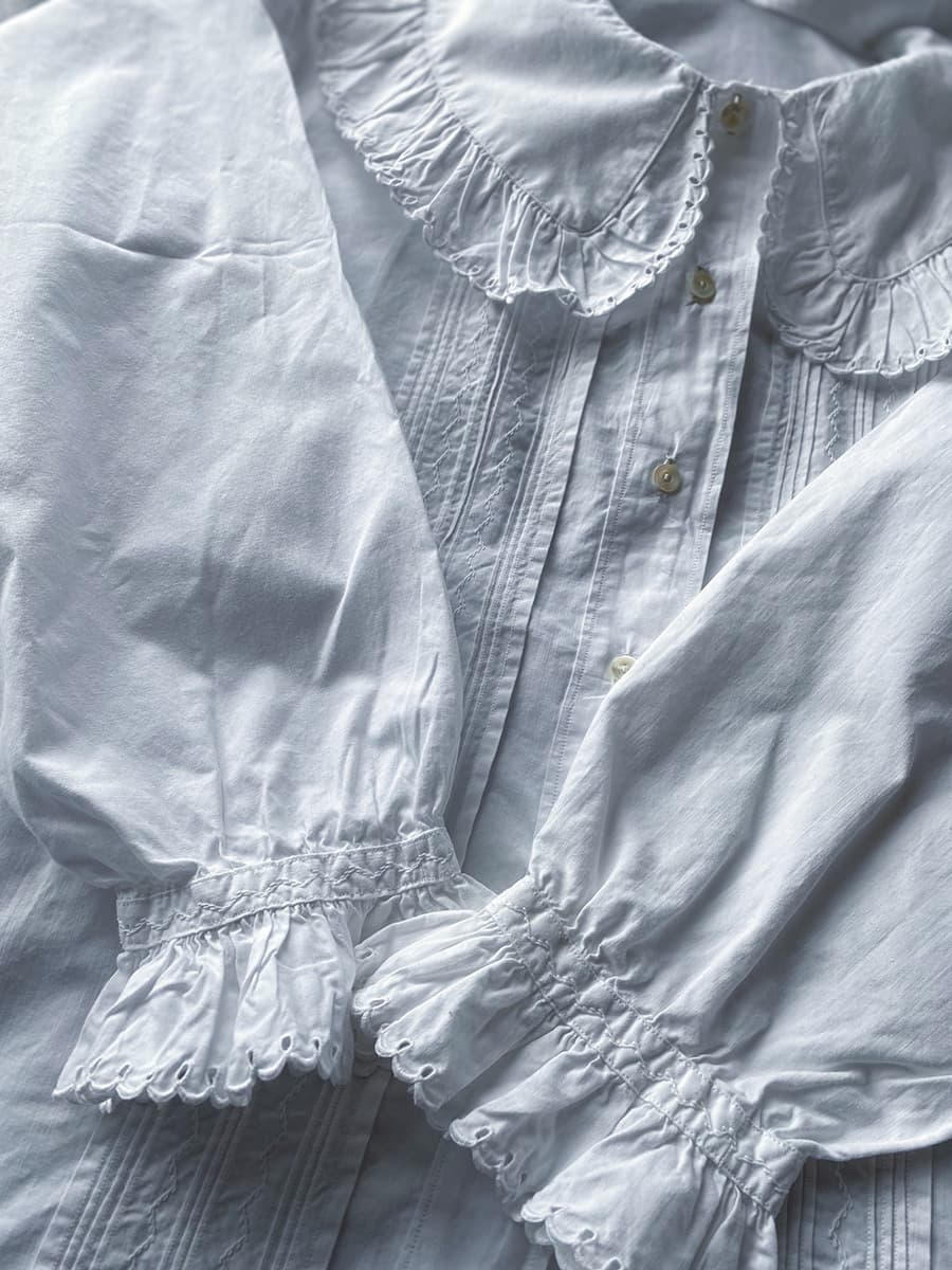 フランスアンティークブラウスフリルレースブラウス