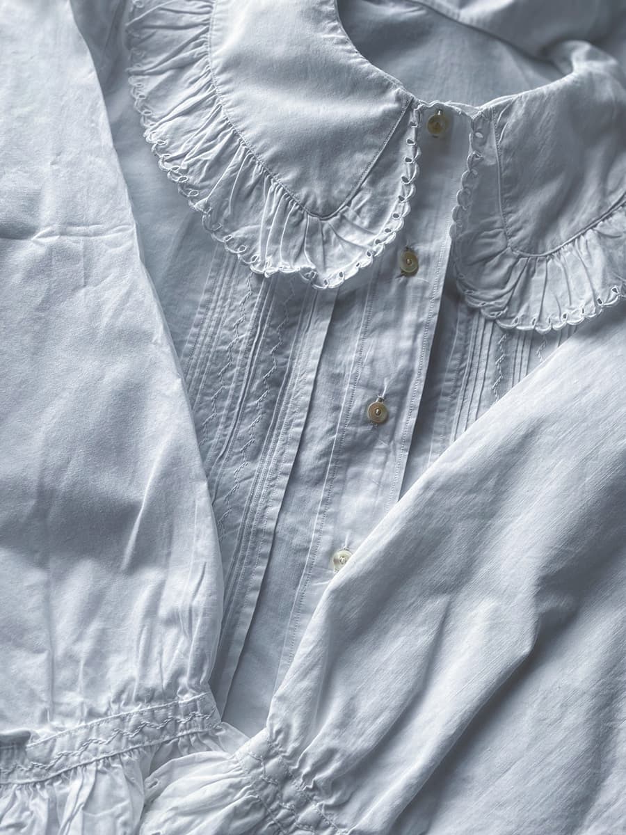 フランスアンティークブラウスフリルレースブラウス