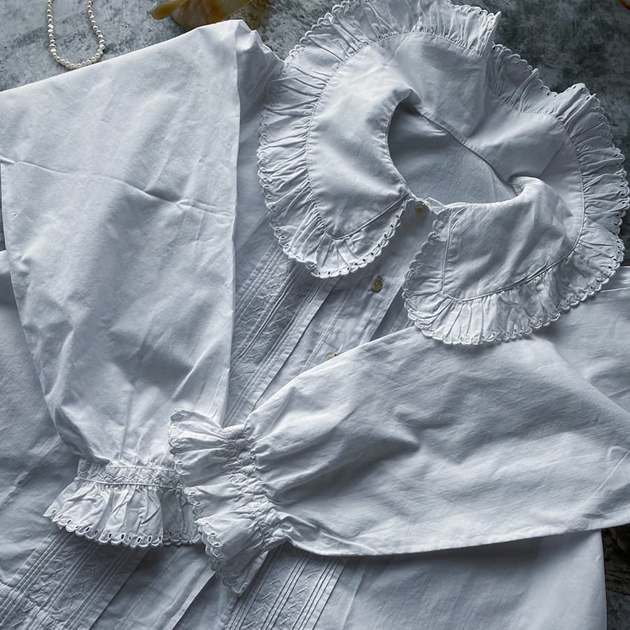 FrenchAntiqueCottonBlouseフレンチアンティークコットンブラウス