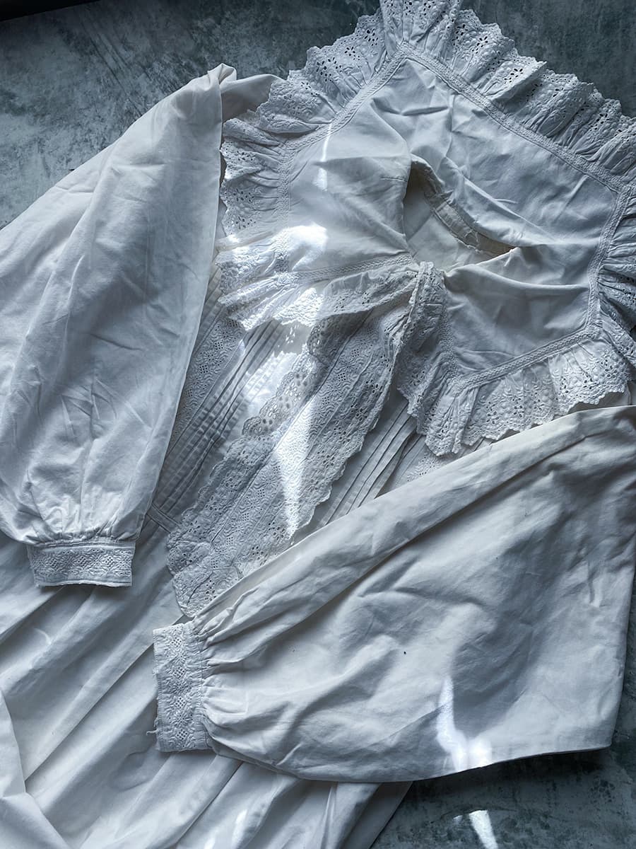 フランスアンティークナイトドレスアンティークワンピースエドワーディアンヴィクトリアンAntiqueFrenchEdwardianNightDress