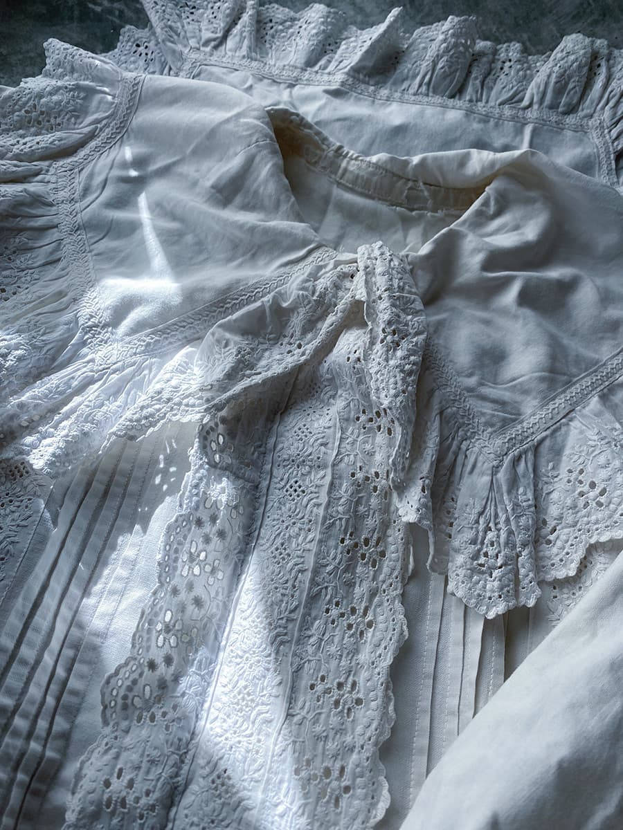 フランスアンティークナイトドレスアンティークワンピースエドワーディアンヴィクトリアンAntiqueFrenchEdwardianNightDress