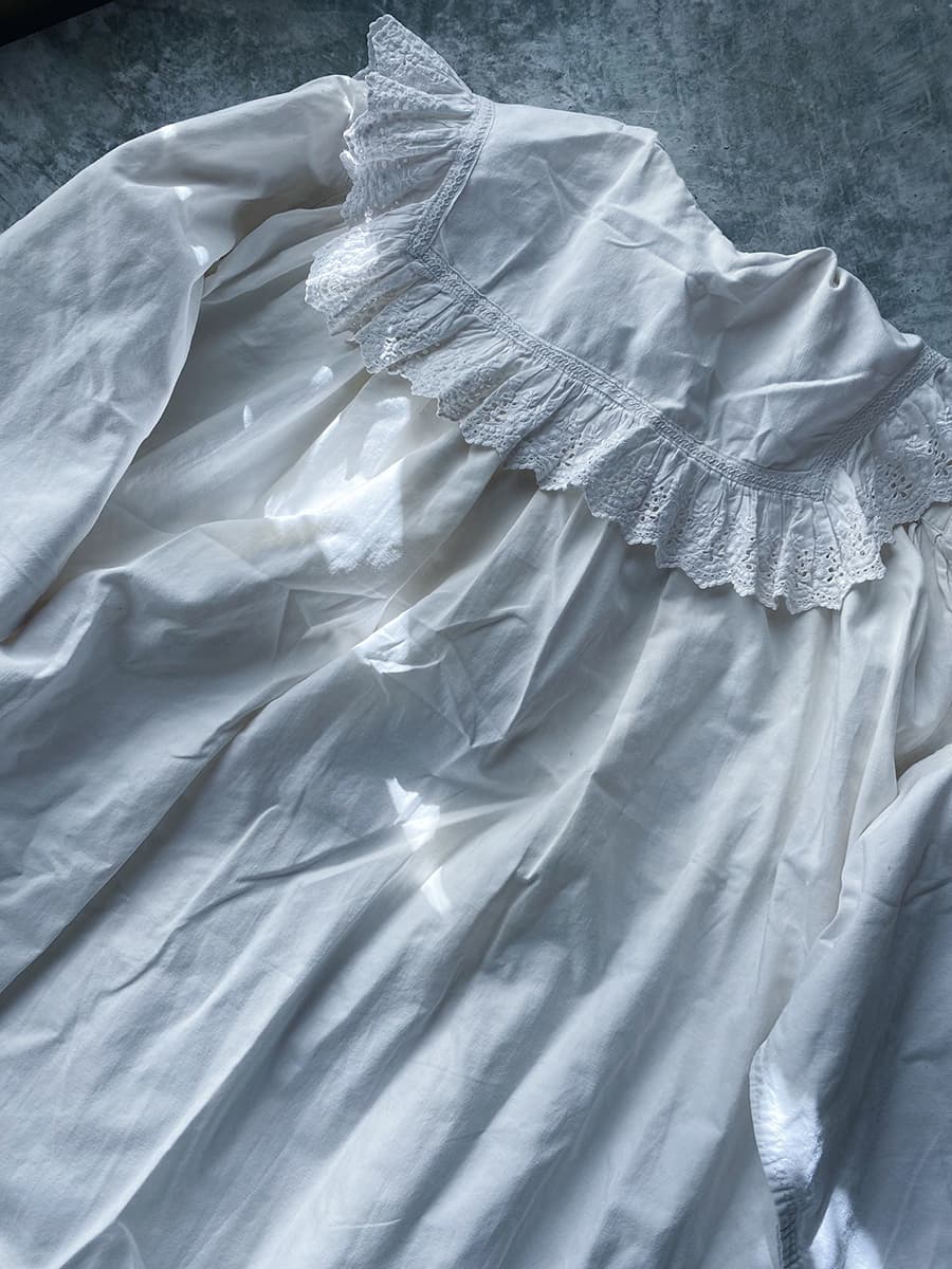 フランスアンティークナイトドレスアンティークワンピースエドワーディアンヴィクトリアンAntiqueFrenchEdwardianNightDress