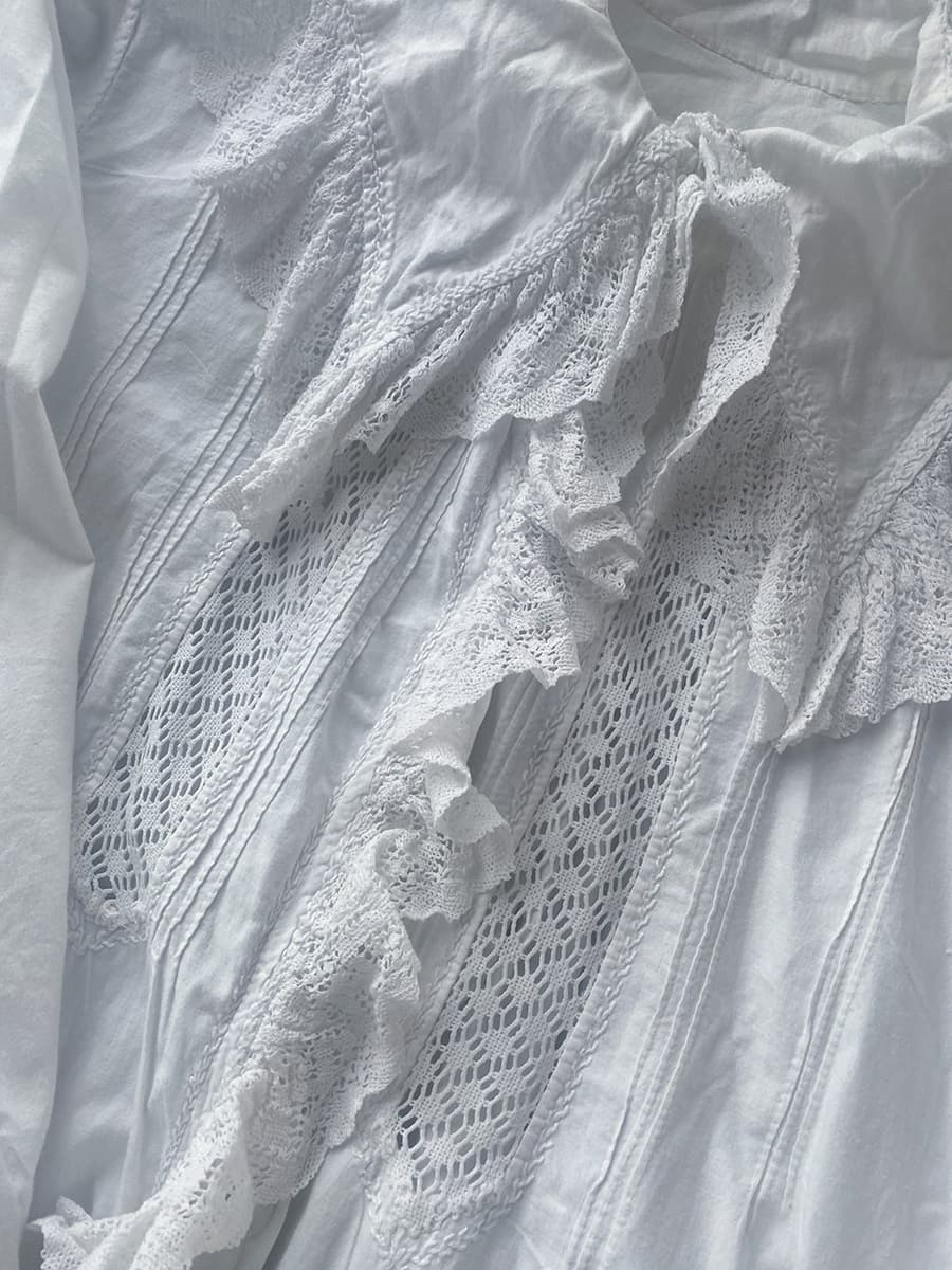 フランスアンティークナイトドレスアンティークワンピースエドワーディアンヴィクトリアンAntiqueFrenchEdwardianNightDress