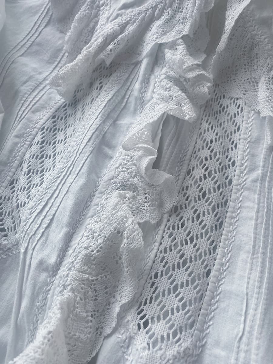 フランスアンティークナイトドレスアンティークワンピースエドワーディアンヴィクトリアンAntiqueFrenchEdwardianNightDress