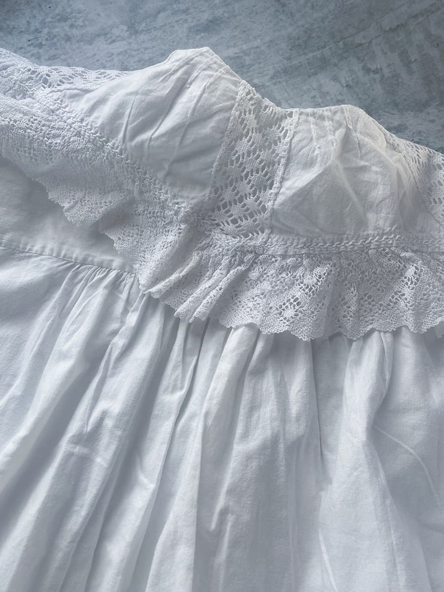 フランスアンティークナイトドレスアンティークワンピースエドワーディアンヴィクトリアンAntiqueFrenchEdwardianNightDress