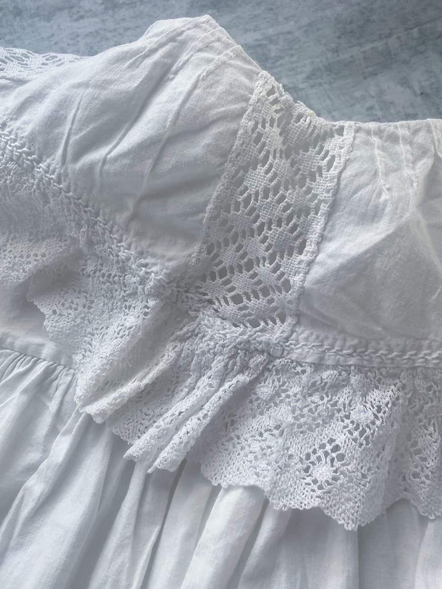 フランスアンティークナイトドレスアンティークワンピースエドワーディアンヴィクトリアンAntiqueFrenchEdwardianNightDress