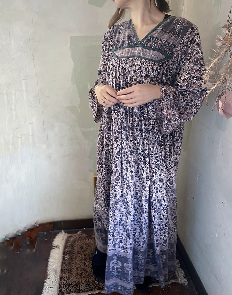 ヴィンテージインド綿ワンピースvintageindiancottondress