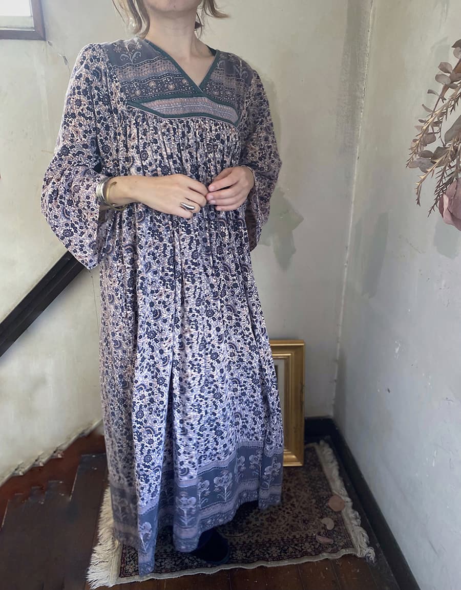 ヴィンテージインド綿ワンピースvintageindiancottondress