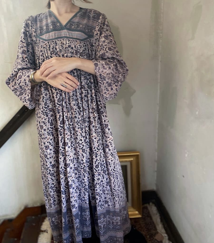 ヴィンテージインド綿ワンピースvintageindiancottondress