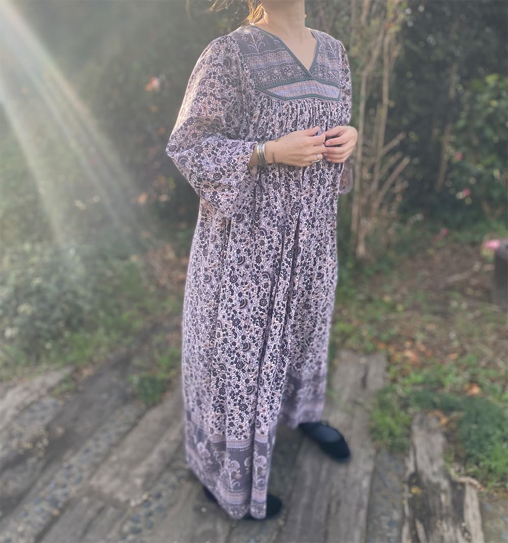 ヴィンテージインド綿ワンピースvintageindiancottondress