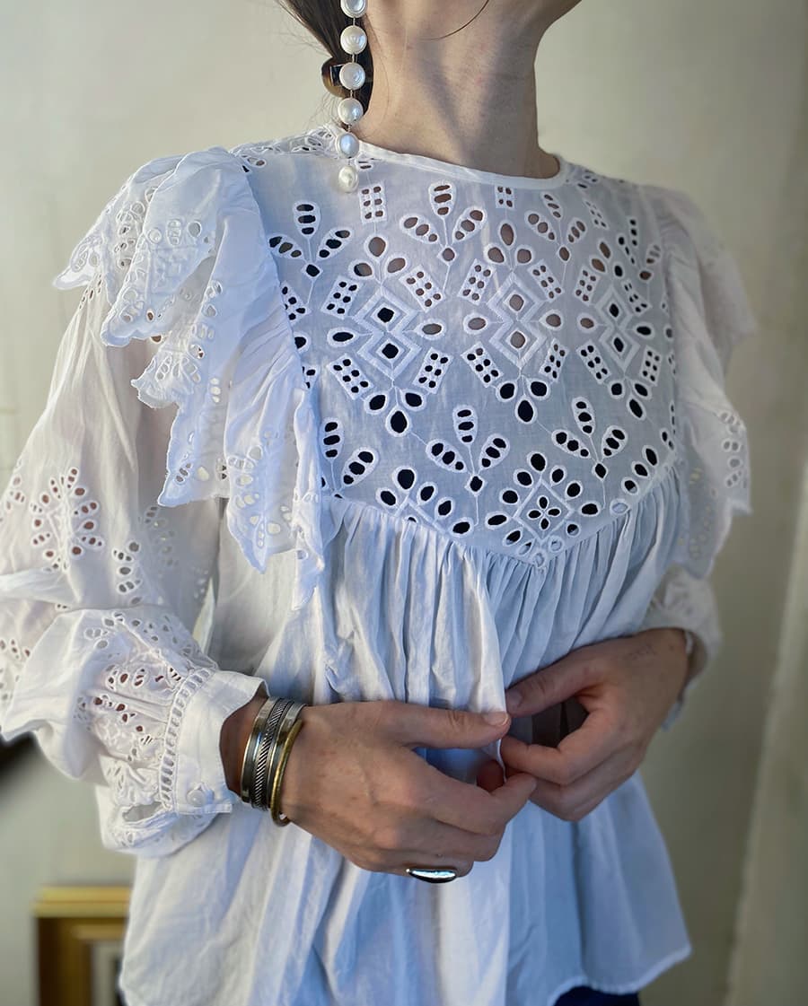ヴィンテージラッフルレースブラウスvintageblouse