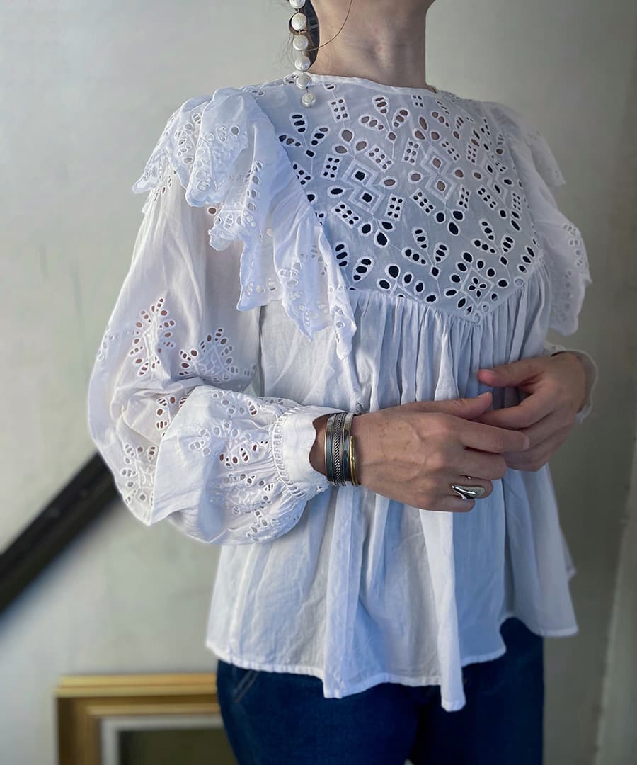 ヴィンテージラッフルレースブラウスvintageblouse