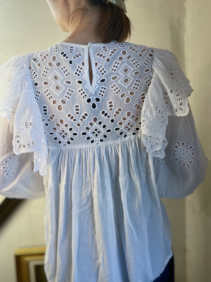 ヴィンテージラッフルレースブラウスvintageblouse