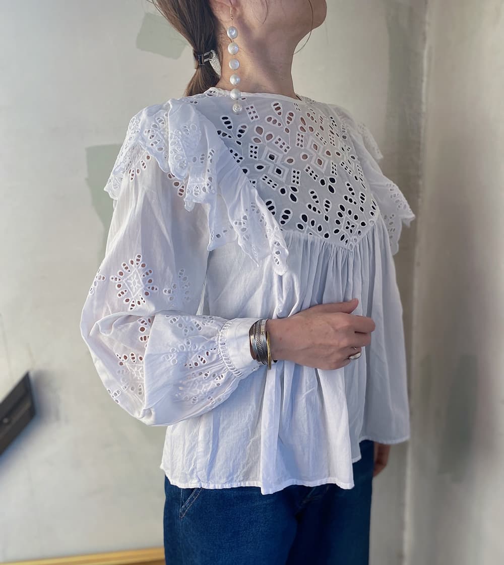 ヴィンテージラッフルレースブラウスvintageblouse