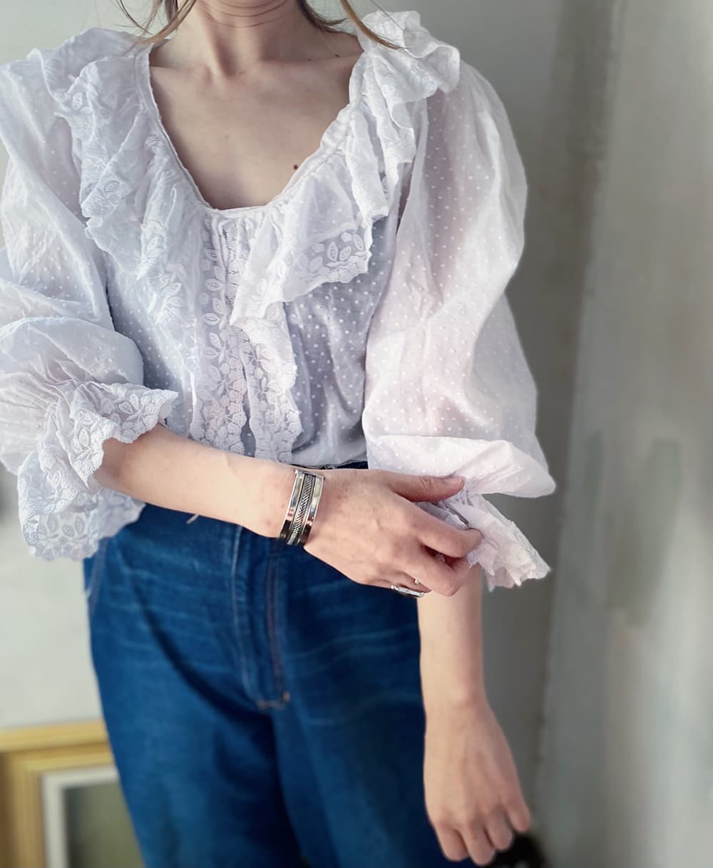 ローラアシュレイヴィンテージレースブラウスアンティークブラウスVintagelauraashleyblouse