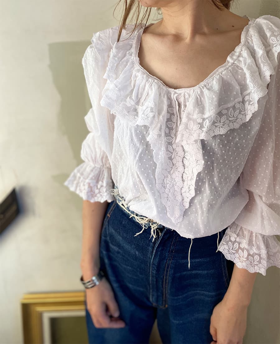 ローラアシュレイヴィンテージレースブラウスアンティークブラウスVintagelauraashleyblouse