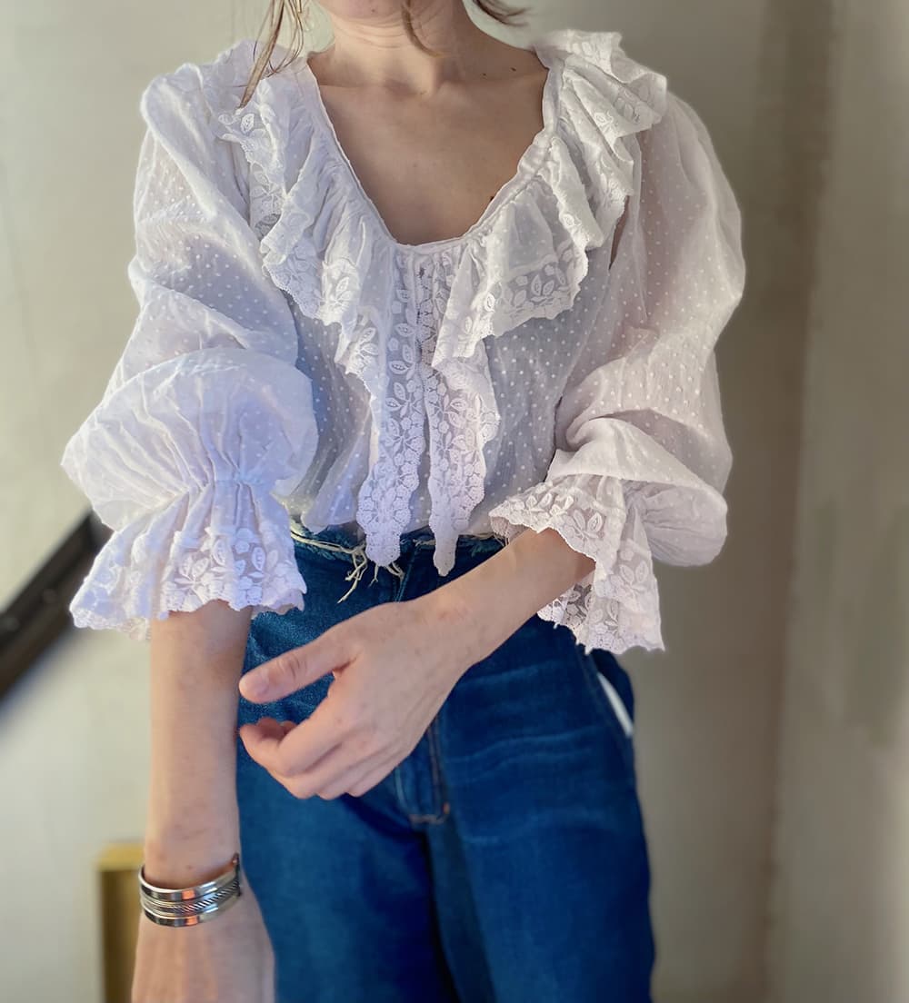 ローラアシュレイヴィンテージレースブラウスアンティークブラウスVintagelauraashleyblouse