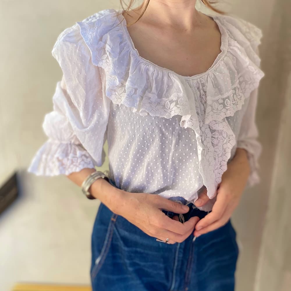ローラアシュレイヴィンテージレースブラウスアンティークブラウスVintagelauraashleyblouse