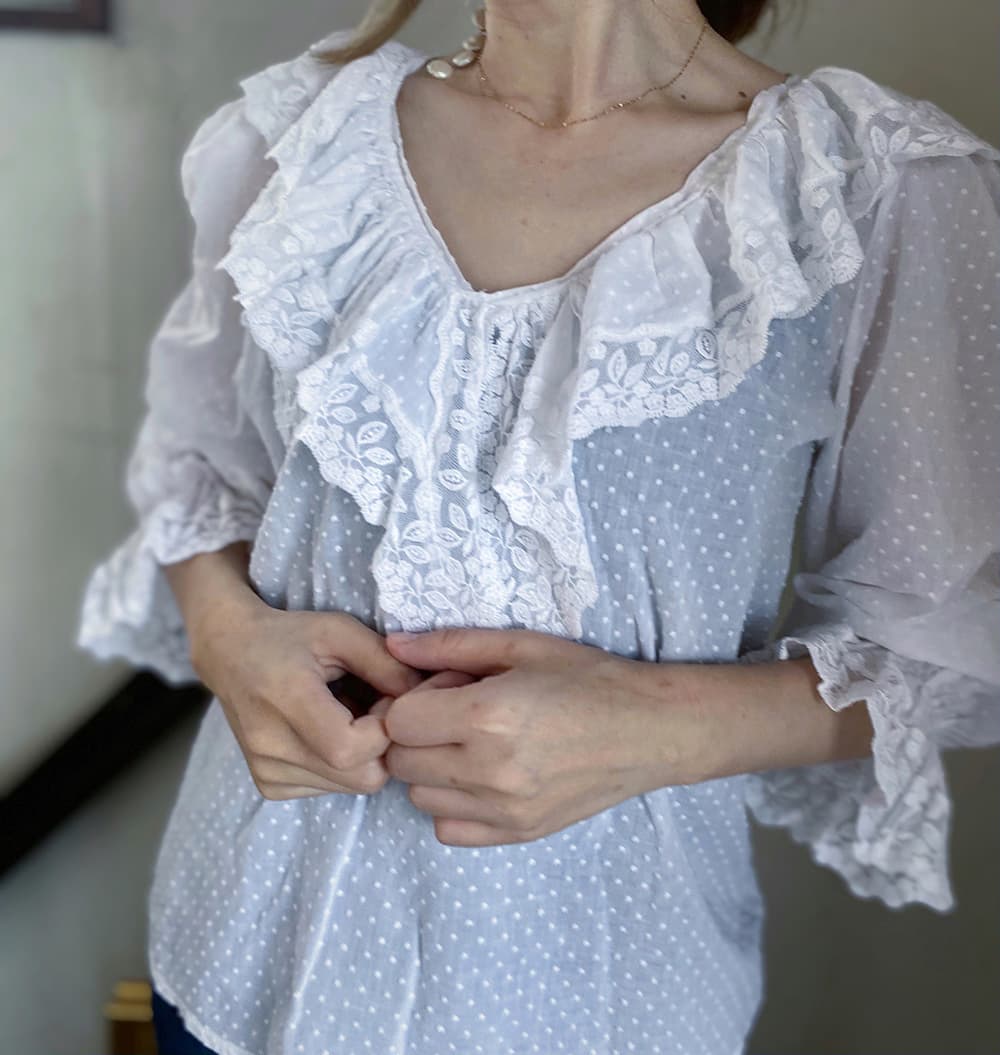 ローラアシュレイヴィンテージレースブラウスアンティークブラウスVintagelauraashleyblouse