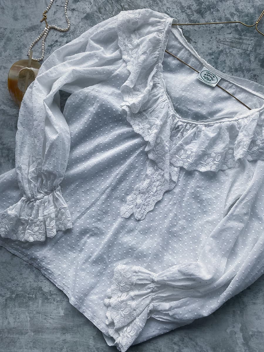 ローラアシュレイヴィンテージレースブラウスアンティークブラウスVintagelauraashleyblouse