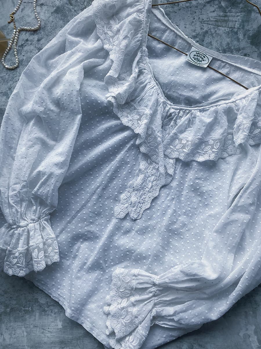 ローラアシュレイヴィンテージレースブラウスアンティークブラウスVintagelauraashleyblouse