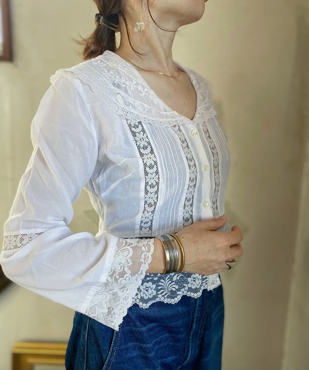 VintageセーラーカラーブラウスAntiquesailorcollarblouseVintageblouse