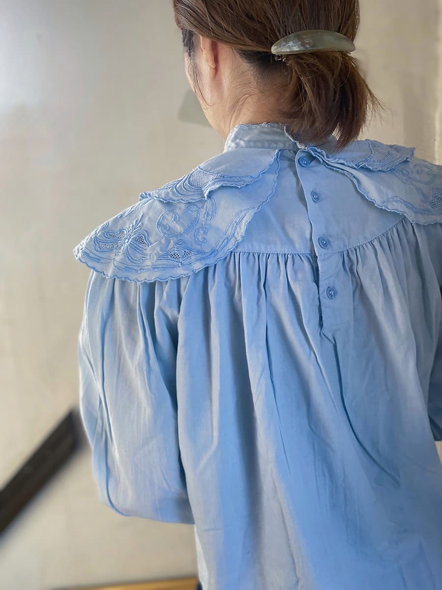 フランスアンティークブラウスフリルレースブラウスFrenchVintageblouse