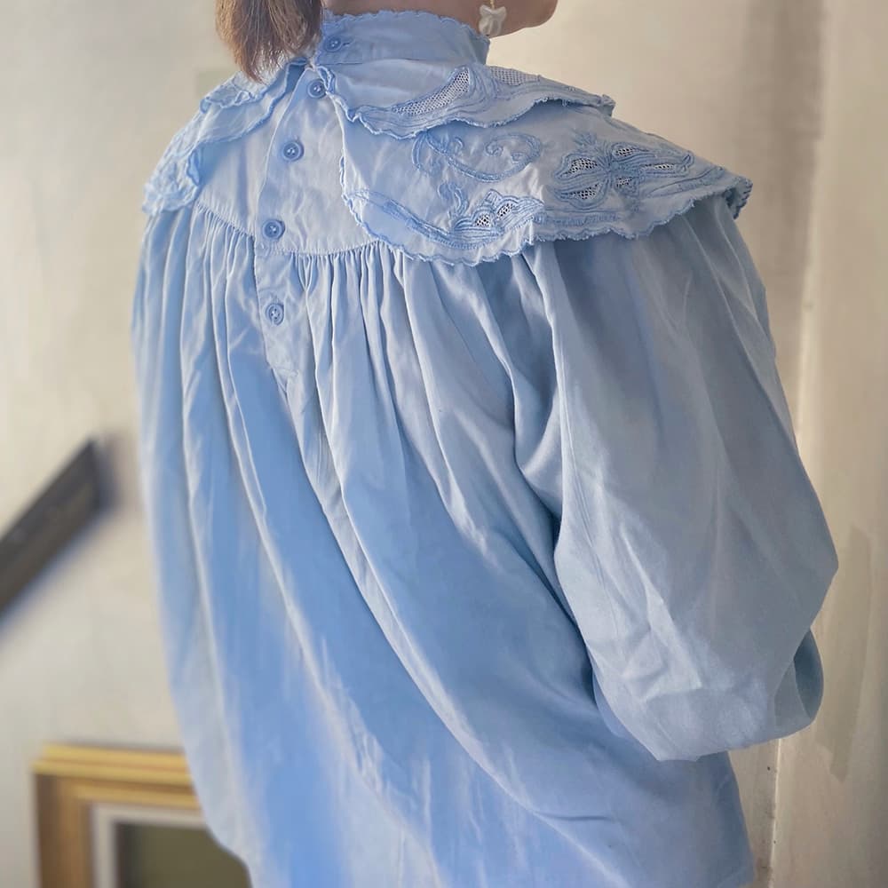 フランスアンティークブラウスフリルレースブラウスFrenchVintageblouse
