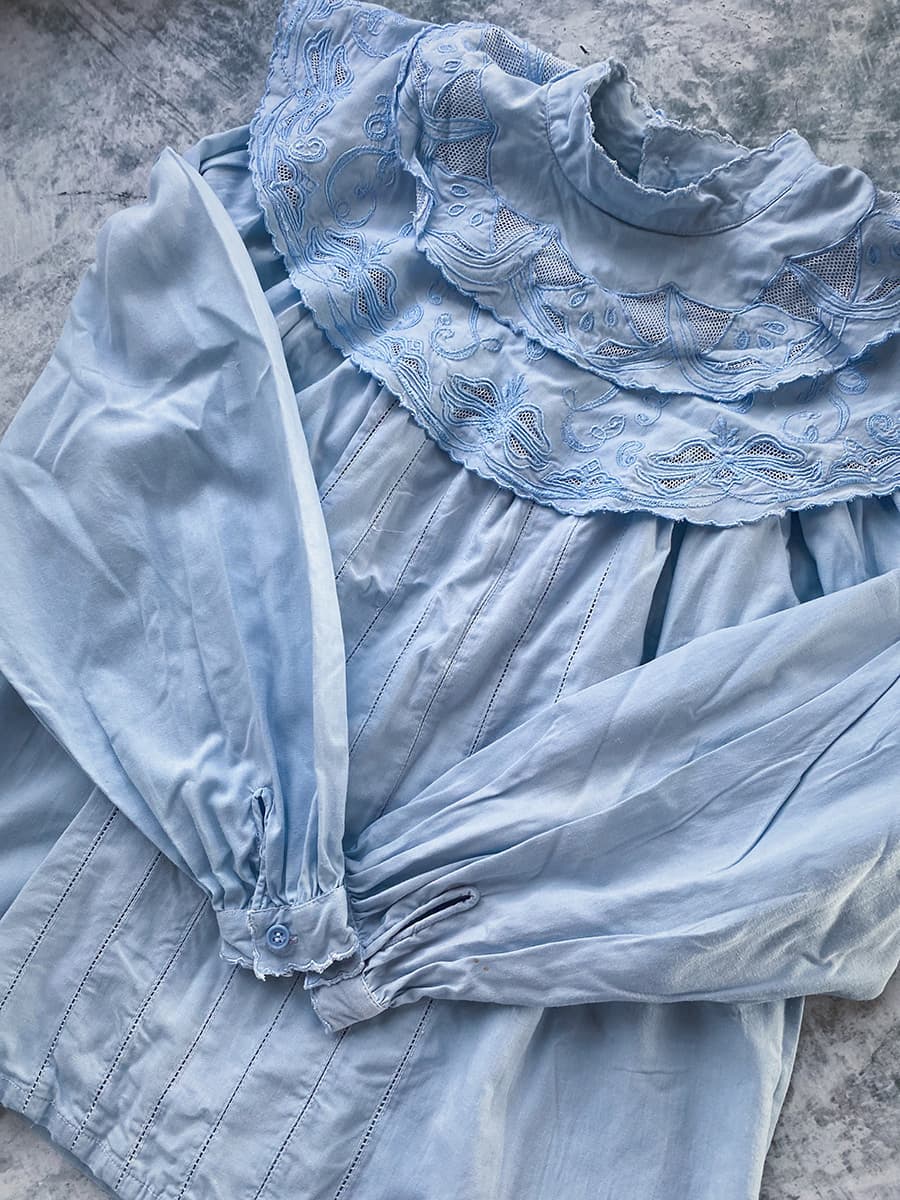 フランスアンティークブラウスフリルレースブラウスFrenchVintageblouse