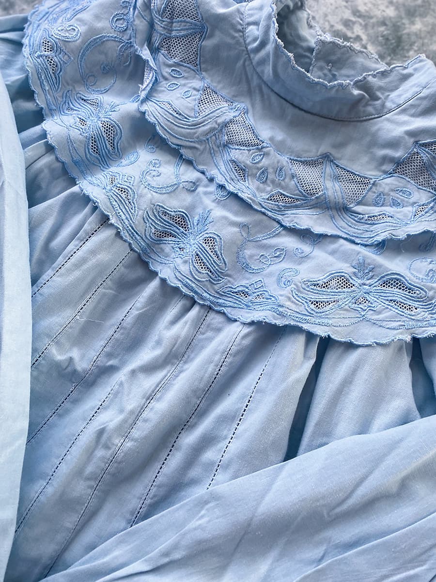 フランスアンティークブラウスフリルレースブラウスFrenchVintageblouse