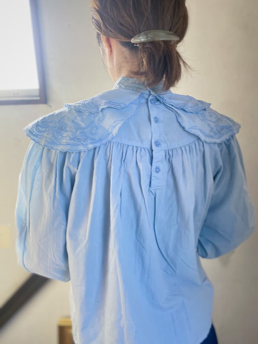 フランスアンティークブラウスフリルレースブラウスFrenchVintageblouse