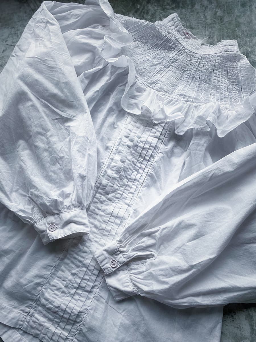 フランスヴィンテージレースブラウスアンティークブラウス