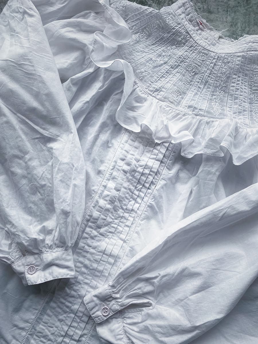 フランスヴィンテージレースブラウスアンティークブラウス