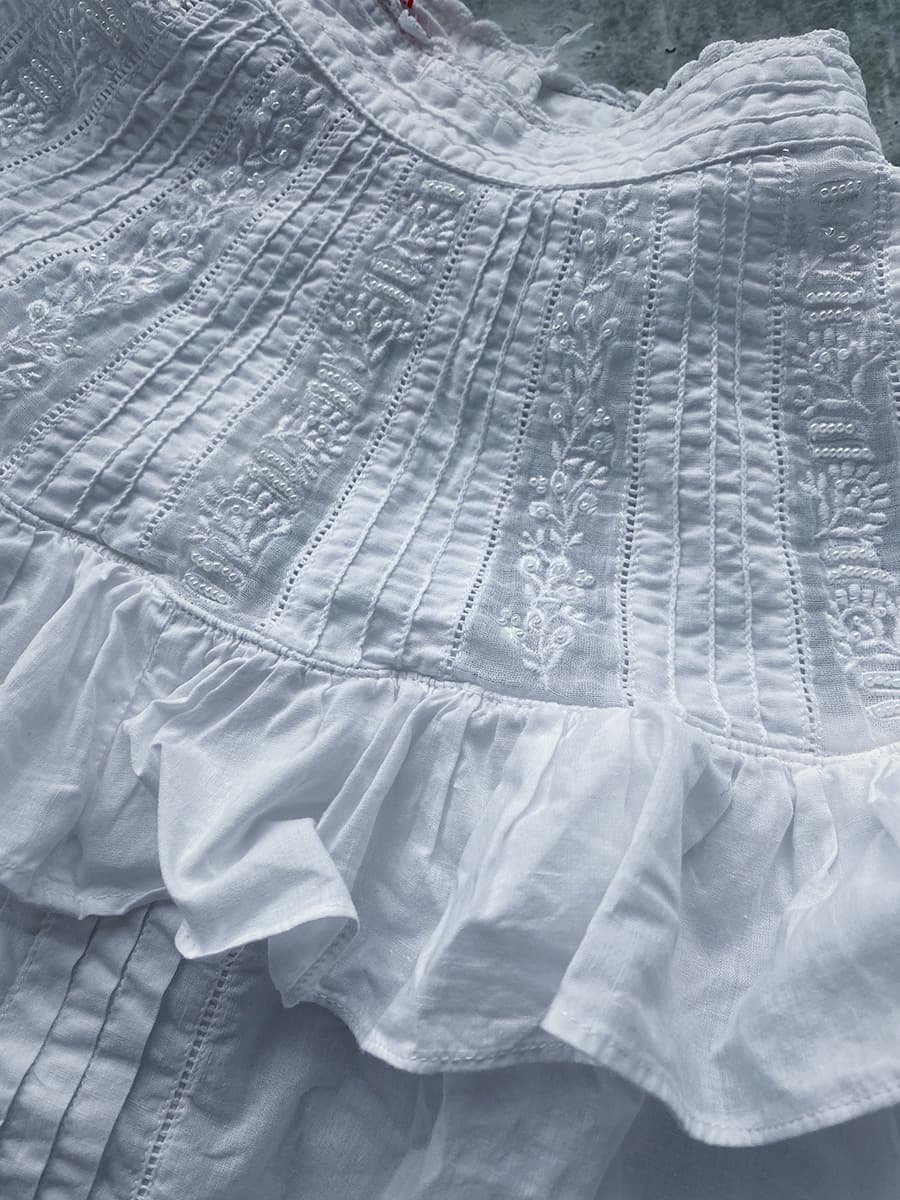 フランスヴィンテージレースブラウスアンティークブラウス