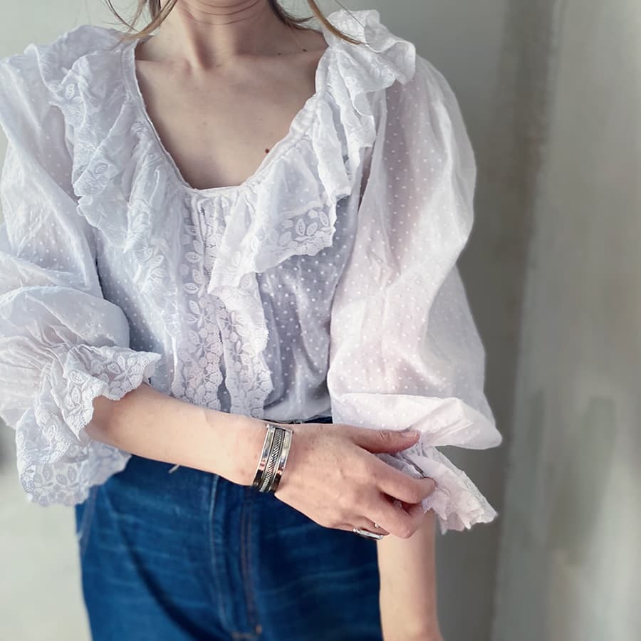 Vintageローラアシュレイレースブラウス